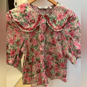 & Other Stories pink flowered print blouse